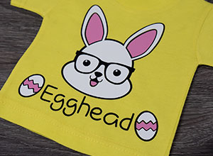 Image depicting the downloadable cut file that says "Egghead" with a rabbit in glasses