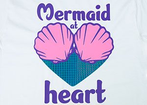 Image depicting the downloadable cut file that says "Mermaid at Heart" with seashells that form part of a heart