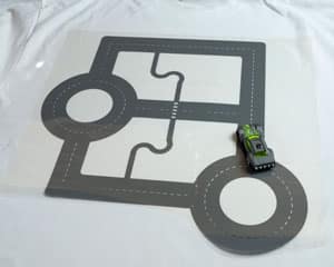 The road being laid out to see where the base of the design is going to be