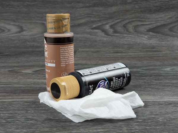 The baby wipe and acrylic paint together