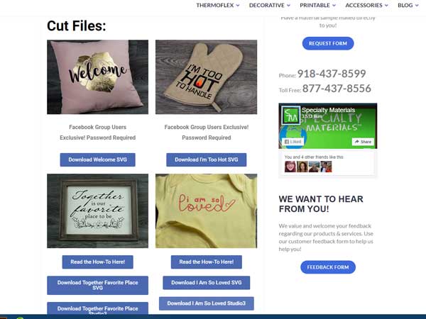 A screenshot showing the old cut files page