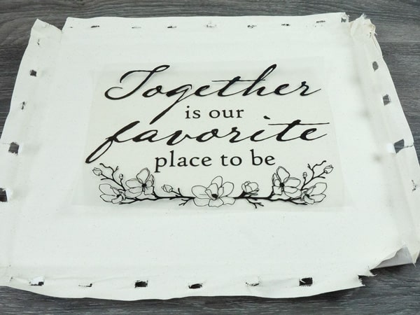 The image is ready to be pressed, sitting on the canvas
