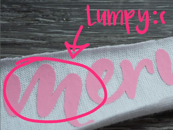 A close up showing a lumpy texture- this has not received enough pressure