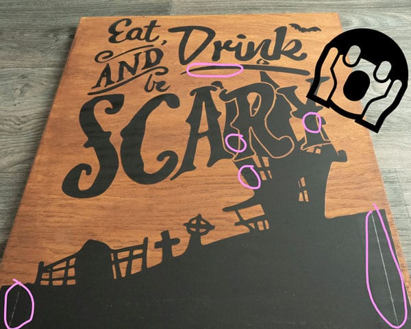 This ThermoFlex Turbo has been pressed with an EasyPress and did not get enough pressure, resulting in issues that have been circled on the image