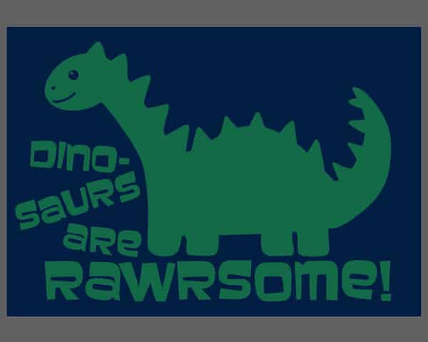 An image showing the dinosaur cut file on a computer, ready to be cut.