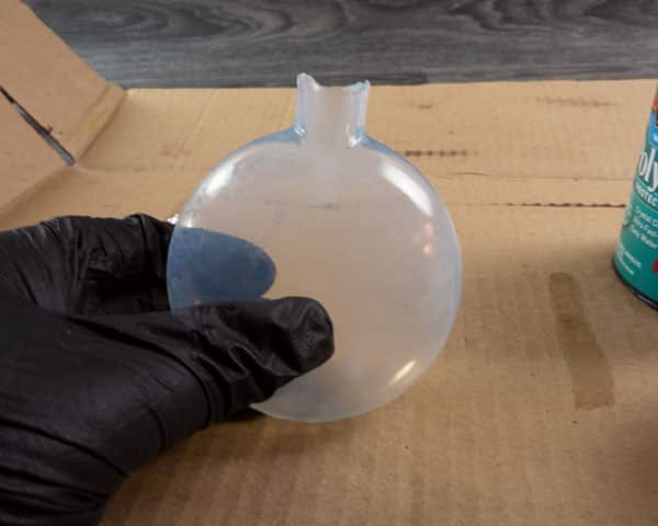 The inside of the ornament fully coated in polycrylic