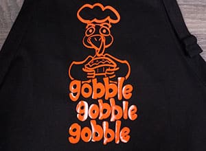 The available cut file showing a turkey with the words "gobble gobble gobble"