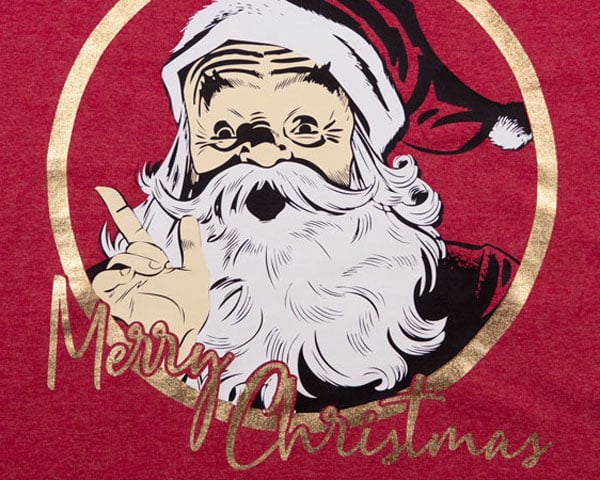 A Santa with DecoFilm Soft Metallics and White & Black ThermoFlex Plus.