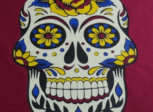 Image depicting the downloadable cut file that has a sugar skull made from five layers